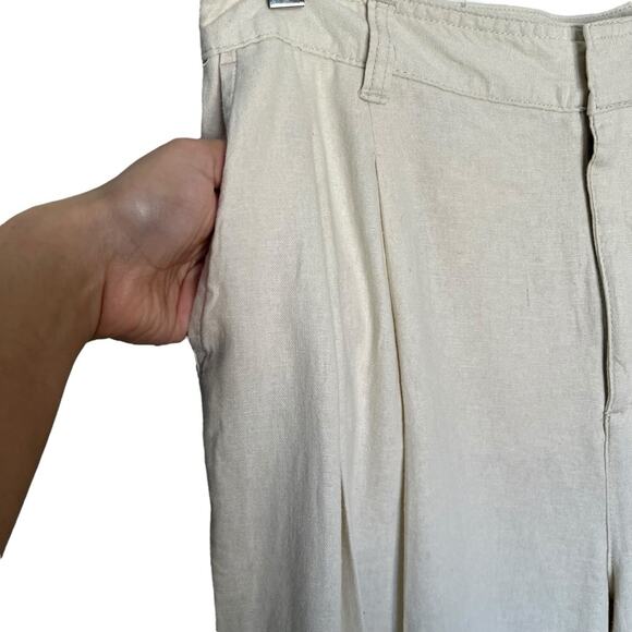 Gap Linen Wide Leg Pleated Trousers High Rise Dress Pants Beige Tan Size 10 - Picture 6 of 10